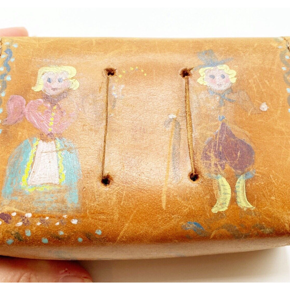 WWII 1942 E K 1943 Leather Tool Pouch Repurposed European Design Painted - Picture 12 of 15